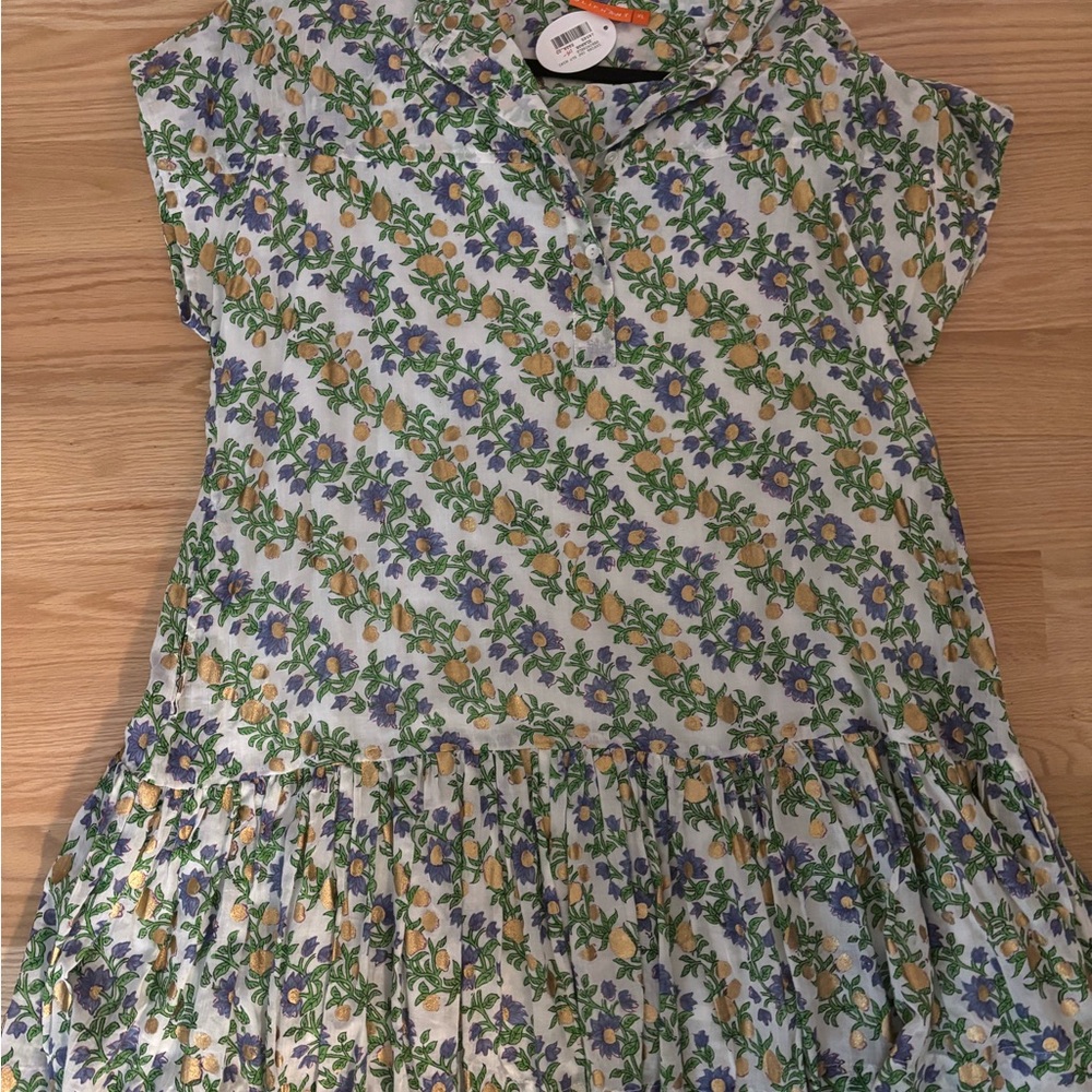 Oliphant Floral Midi Dress in White, Purple, Yellow, Green